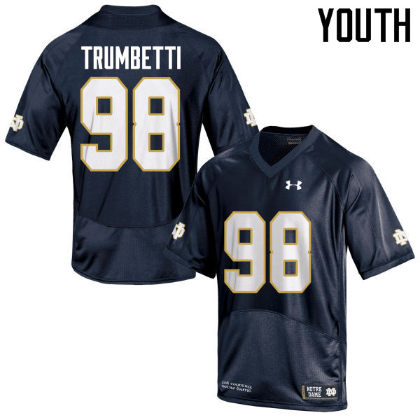 Youth #98 Andrew Trumbetti Notre Dame Fighting Irish College Football Jerseys-Navy Blue